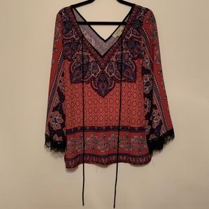 Flowy bell sleeve sheer top